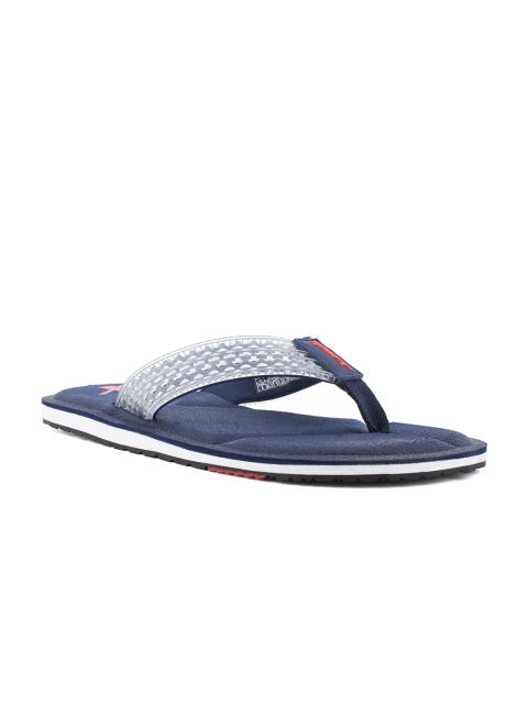 

Sparx Men Navy Blue & Orange Rubber Thong Flip-Flops