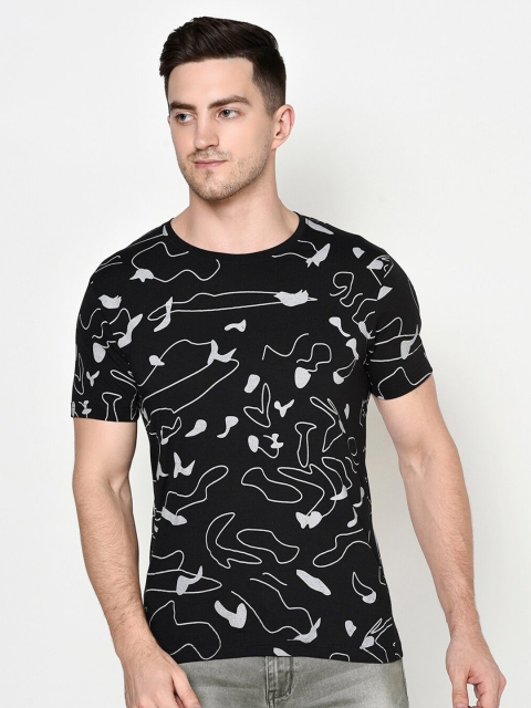 

ELEGANCE Men Black Printed Monochrome T-shirt