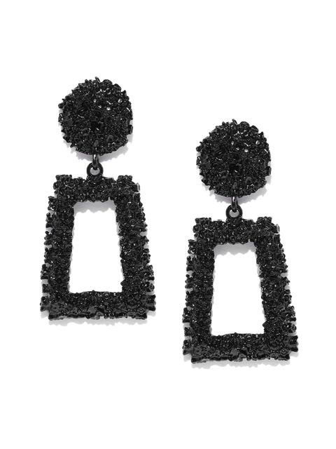 DressBerry Black Geometric Drop Earrings