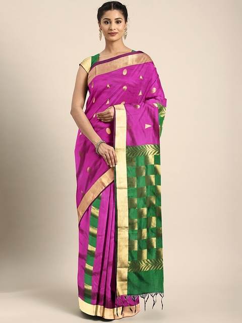 The Chennai Silks Purple & Green Woven Design Pure Arani Silk Saree