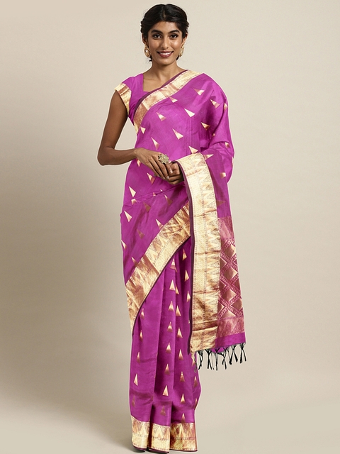 The Chennai Silks Classicate Purple & Gold-Toned Woven Design Arani Silk Saree