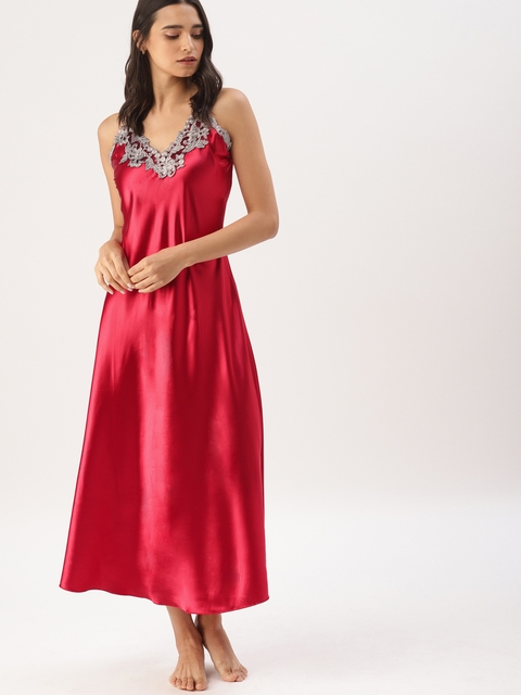 DressBerry Red Solid Maxi Baby Doll DB-LCB-01AN