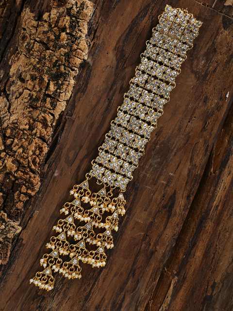 Zaveri Pearls Austrian Diamonds And Pearls Studded Charm Bracelet