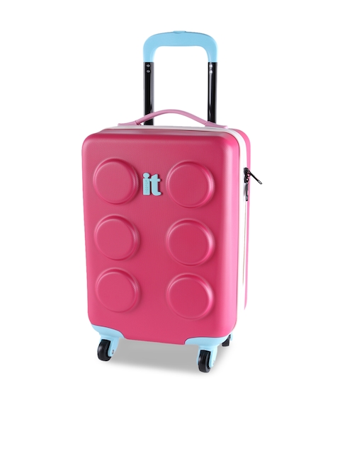 IT luggage Unisex Pink Textured Hardsided Cabin Trolley Bag