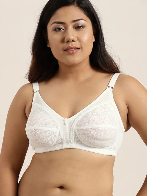 Sztori Plus Size White Lace Non-Wired Non Padded Everyday Bra SZ-BRA-701B