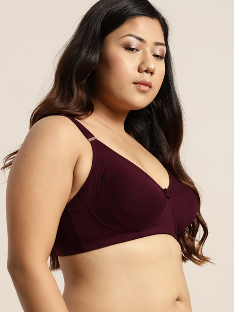 Sztori X fwd Plus Size Burgundy Solid Non-Wired Non Padded Everyday Bra SZ-BRA-708D - Image 2