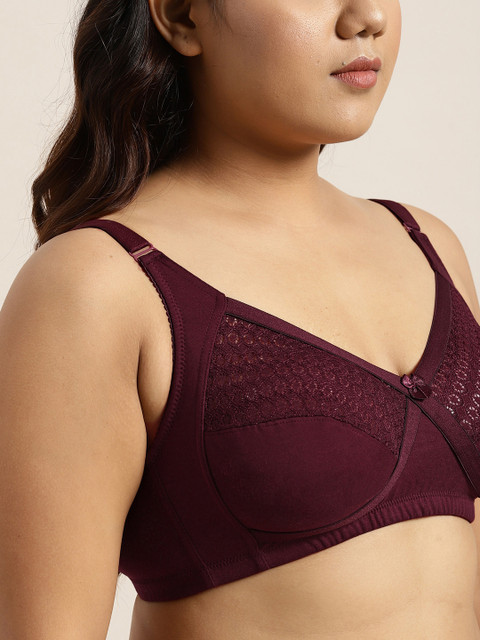 Sztori X fwd Plus Size Maroon Lace Non-Wired Non Padded Everyday Bra SZ-BRA-715E - Image 4