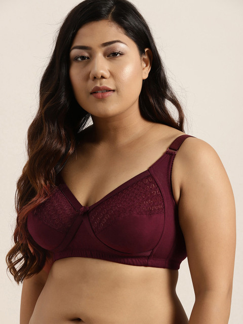 Sztori X fwd Plus Size Maroon Lace Non-Wired Non Padded Everyday Bra SZ-BRA-715E - Image 2