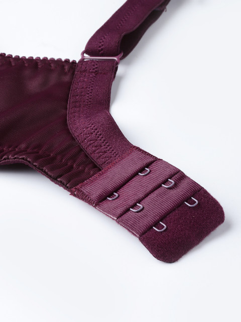 Sztori Plus Size Burgundy Lace Non-Wired Non Padded Everyday Bra SZ-BRA-705E - Image 5