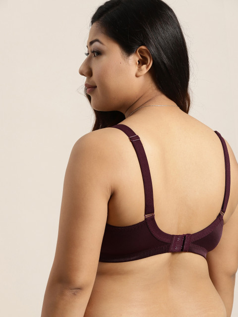 Sztori Plus Size Burgundy Lace Non-Wired Non Padded Everyday Bra SZ-BRA-705E - Image 3