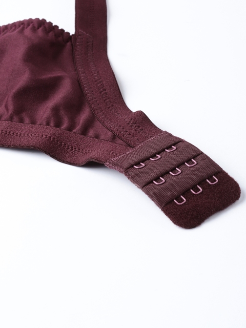 Sztori Plus Size Burgundy Solid Non-Wired Non Padded Everyday Bra SZ-BRA-703C - Image 5