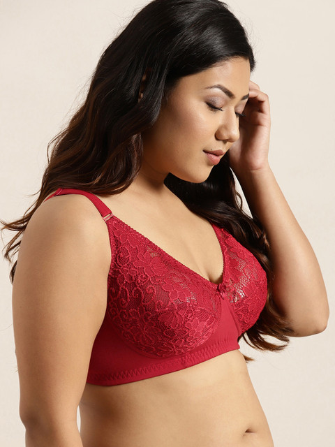 Sztori X fwd Plus Size Maroon Lace Non-Wired Non Padded Everyday Bra SZ-BRA-704F - Image 2