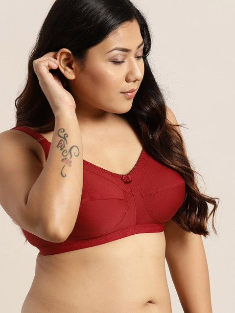 Sztori X fwd Plus Size Maroon Solid Non-Wired Non Padded Everyday Bra SZ-BRA-703F - Image 2