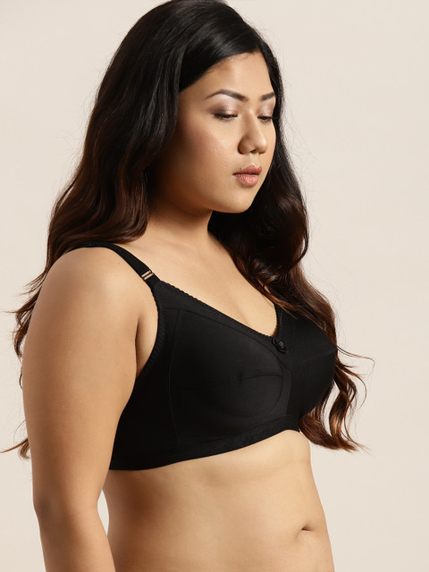 Sztori X fwd Plus Size Black Solid Non-Wired Non Padded Everyday Bra SZ-BRA-703A - Image 2