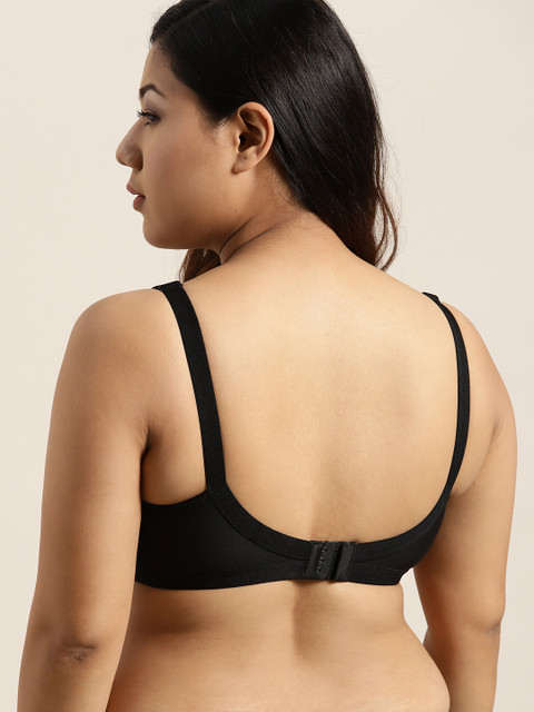 Sztori X fwd Plus Size Black Solid Non-Wired Non Padded Everyday Bra SZ-BRA-703A - Image 3