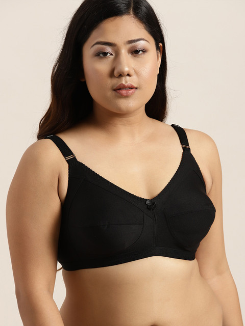 Sztori X fwd Plus Size Black Solid Non-Wired Non Padded Everyday Bra SZ-BRA-703A