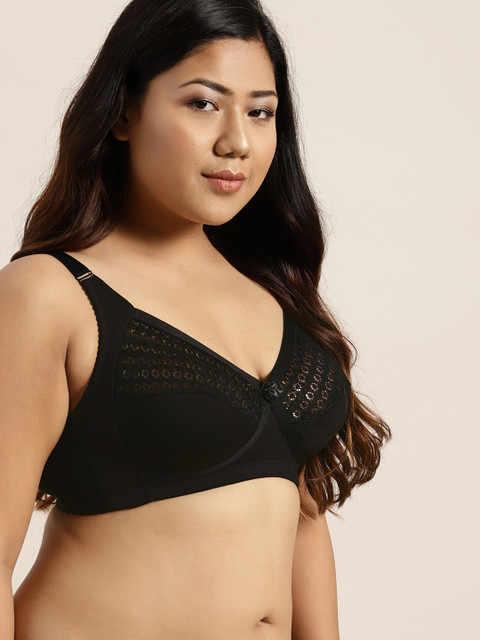 Sztori Plus Size Black Solid Non-Wired Non Padded Everyday Bra SZ-BRA-715A - Image 2