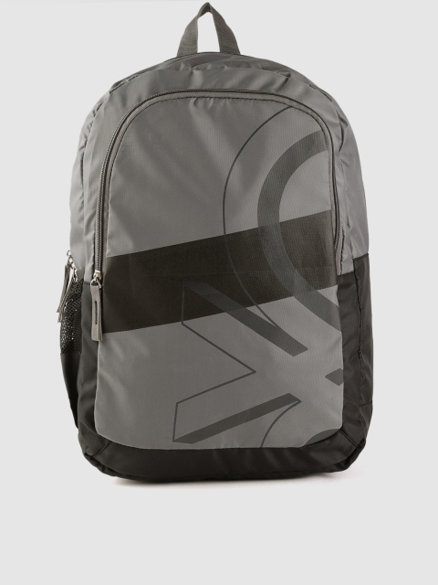 United Colors of Benetton Unisex Grey & Black Printed Laptop Backpack