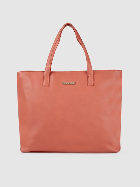 Caprese Peach-Coloured Solid Handheld Bag