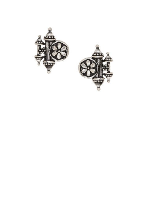 Voylla Silver-Plated Contemporary Oxidised Studs - Image 2