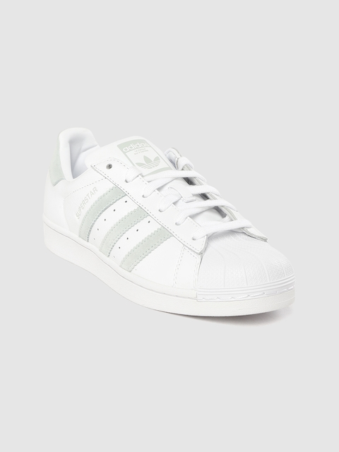 ADIDAS Originals Women White & Mint Green Superstar Solid Leather Sneakers