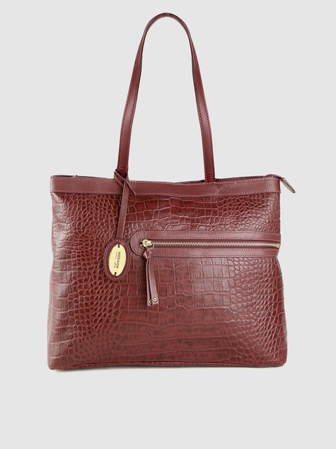 Hidesign Red Textured Leather Shoulder Bag