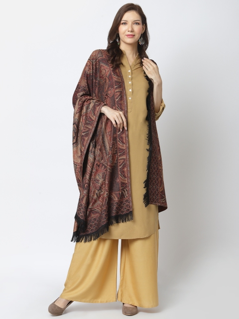 WEAVERS VILLA Women Brown & Maroon Woven Design Shawl - Image 3