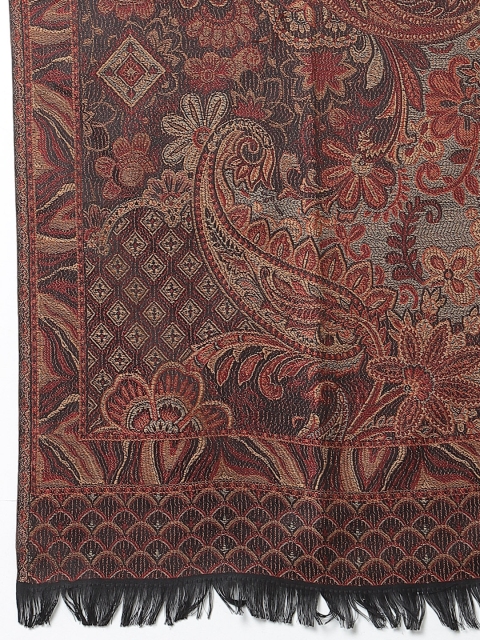 WEAVERS VILLA Women Brown & Maroon Woven Design Shawl - Image 2