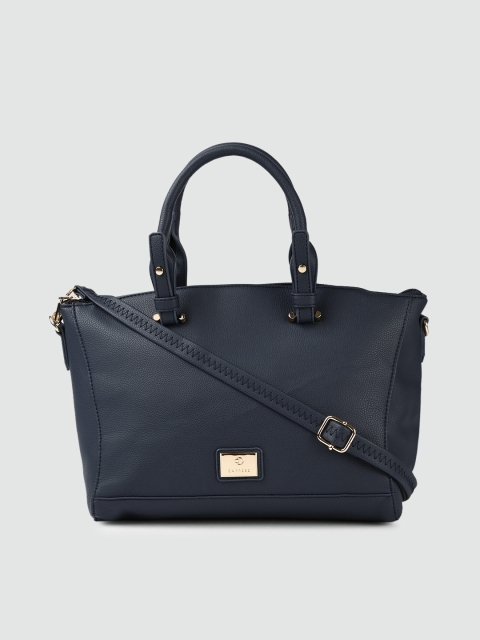 Caprese Navy Blue Solid Handheld Bag