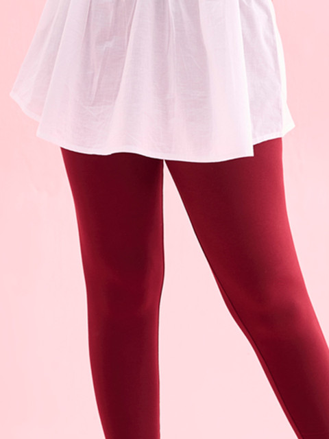 Go Colors Women Maroon Solid Churidar Length Leggings - Image 5