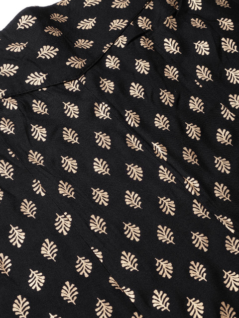 Juniper Women Black & Gold-Toned Printed Flared Palazzos - Image 5