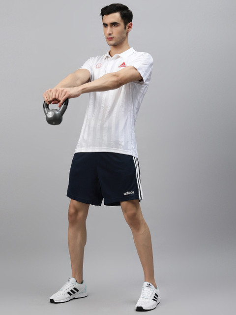 ADIDAS Men Navy Blue Solid Design 2 Move Classics Sustainable Shorts With Side Stripes - Image 4