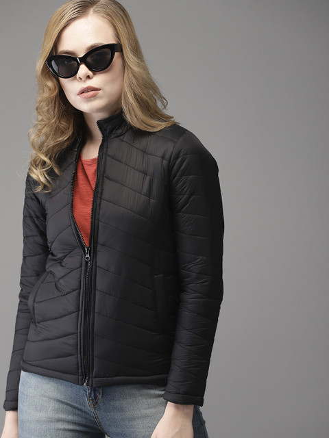 Campus Sutra Women Black Solid Puffer Jacket