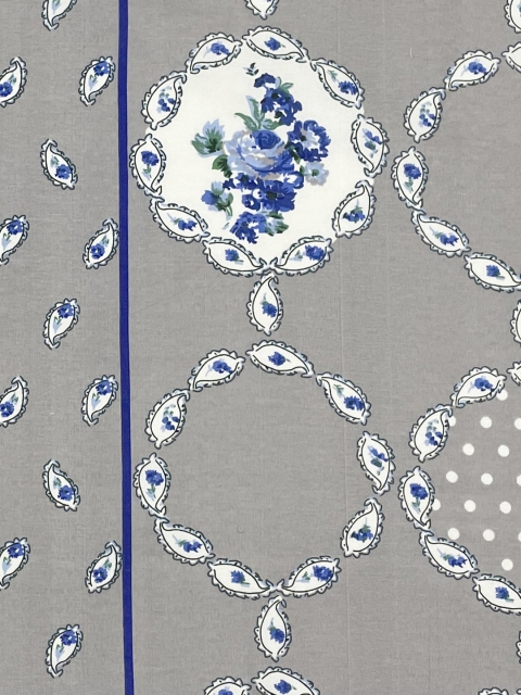 SWAYAM Grey Floral Roto Cotton144 TC King Fitted Bedsheet Set - Image 7