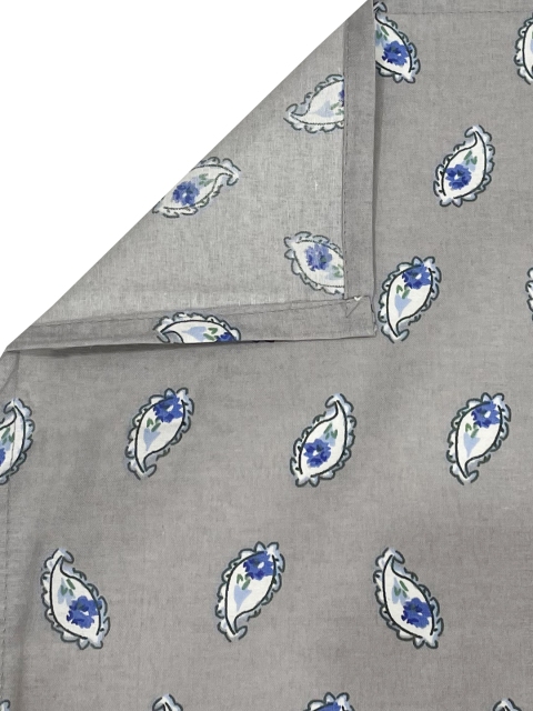 SWAYAM Grey Floral Roto Cotton144 TC King Fitted Bedsheet Set - Image 4