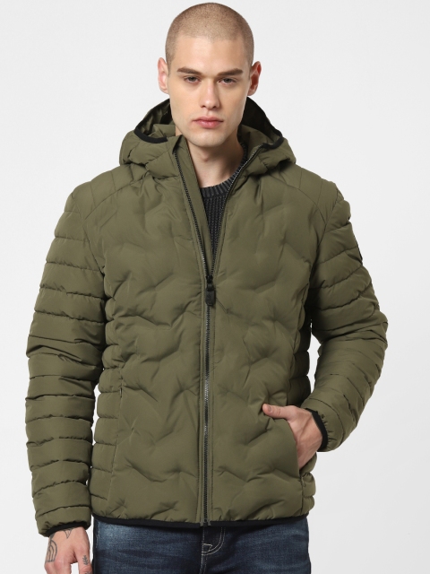 Men Olive Green Solid long sleeves Puffer Jacket – Offer World