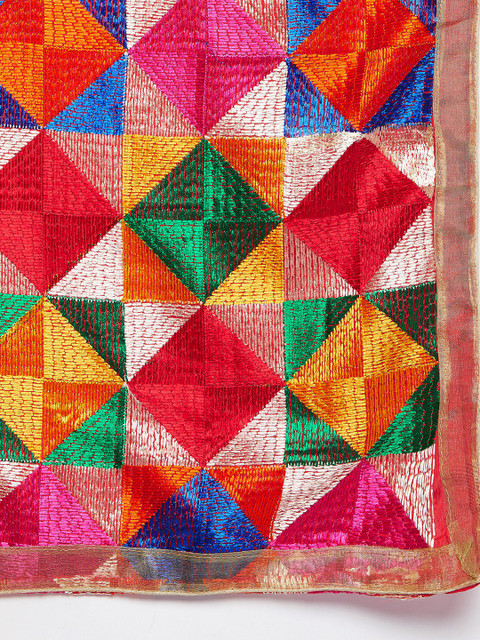 WEAVERS VILLA Multicoloured Embroidered Dupatta - Image 2