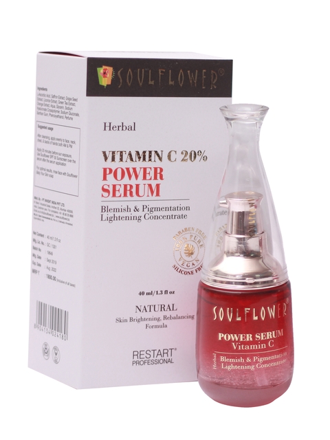 Soulflower Unisex Herbal Vitamin C Skin Brightening Face Serum 40 ml