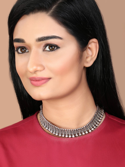 Rubans Oxidised Silver-Plated Choker