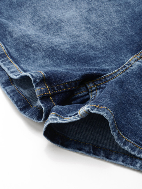 Roadster Women Navy Blue Washed Regular Fit Denim Shorts - Image 7