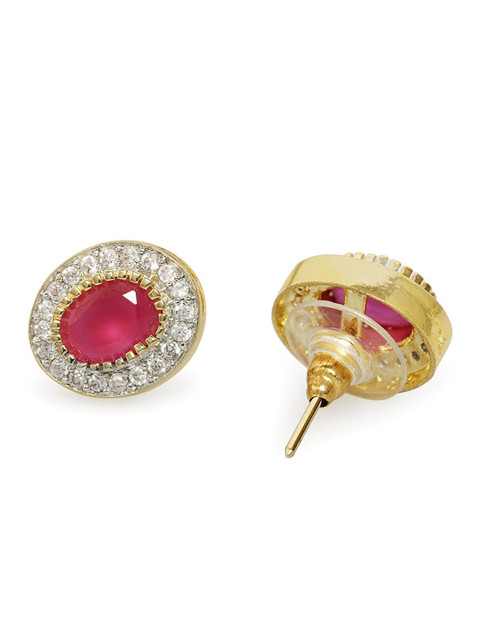 Rubans Gold-Toned & Red Classic Studs - Image 4