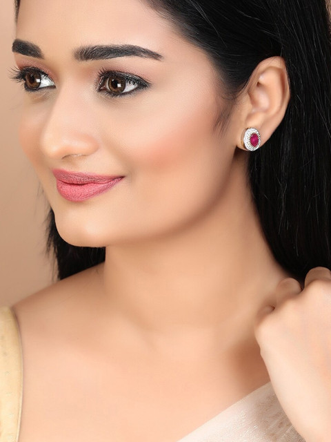 Rubans Gold-Toned & Red Classic Studs - Image 2