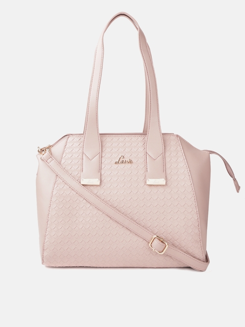Lavie Dusty Pink Basketweave-Textured Shoulder Bag with Detachable Sling Strap