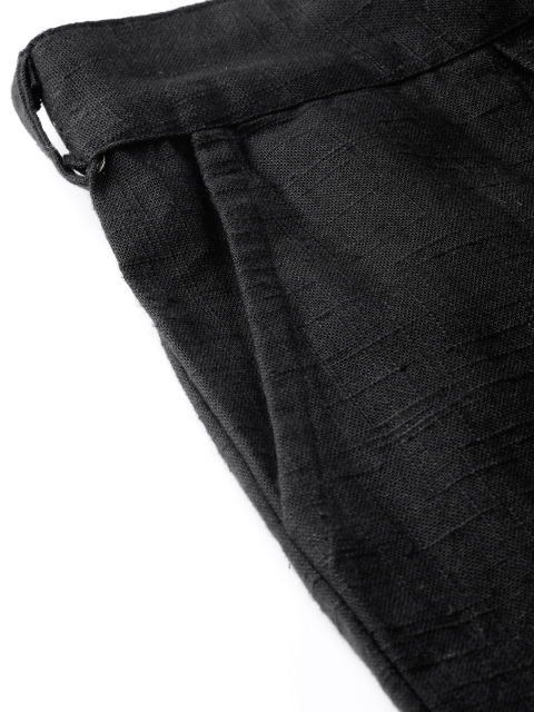 YASH GALLERY Women Black Regular Fit Solid Trousers - Image 6