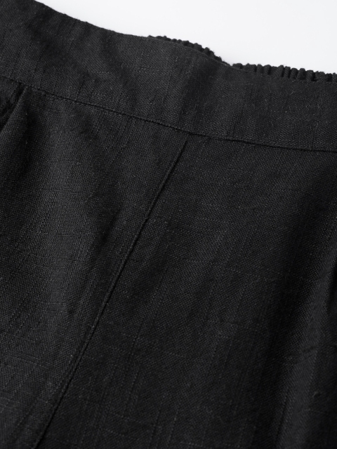 YASH GALLERY Women Black Regular Fit Solid Trousers - Image 5