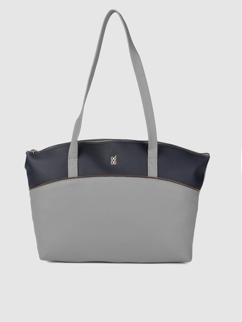 Baggit Grey & Navy Blue Colourblocked Shoulder Bag