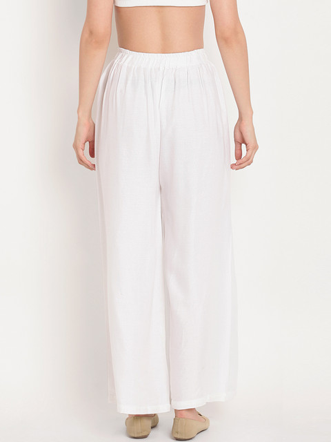 TAG 7 Women Pack Of 2 White & Black Solid Flared Palazzos - Image 4