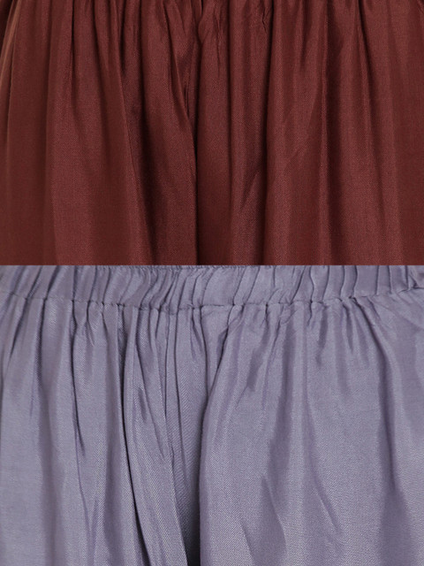 TAG 7 Women Pack Of 2 Grey & Brown Solid Flared Palazzos - Image 5