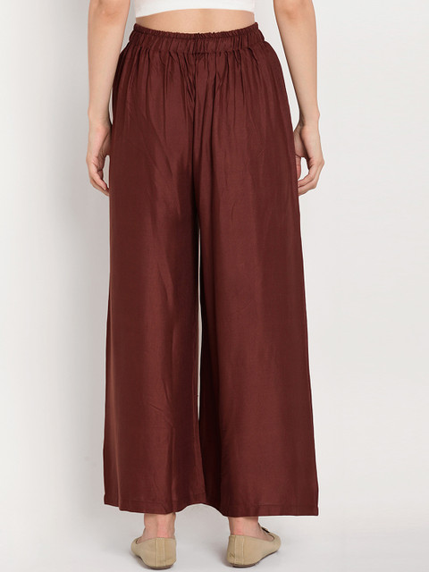TAG 7 Women Pack Of 2 Grey & Brown Solid Flared Palazzos - Image 4