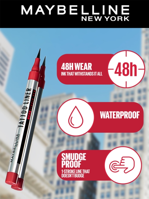 Maybelline New York Tattoo 48H Long Lasting Smudge Proof Pen EyeLiner 1g - Black - Image 4